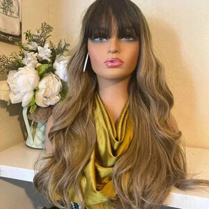 Balayage Brown & Blonde Wavy Wig 30 Inch